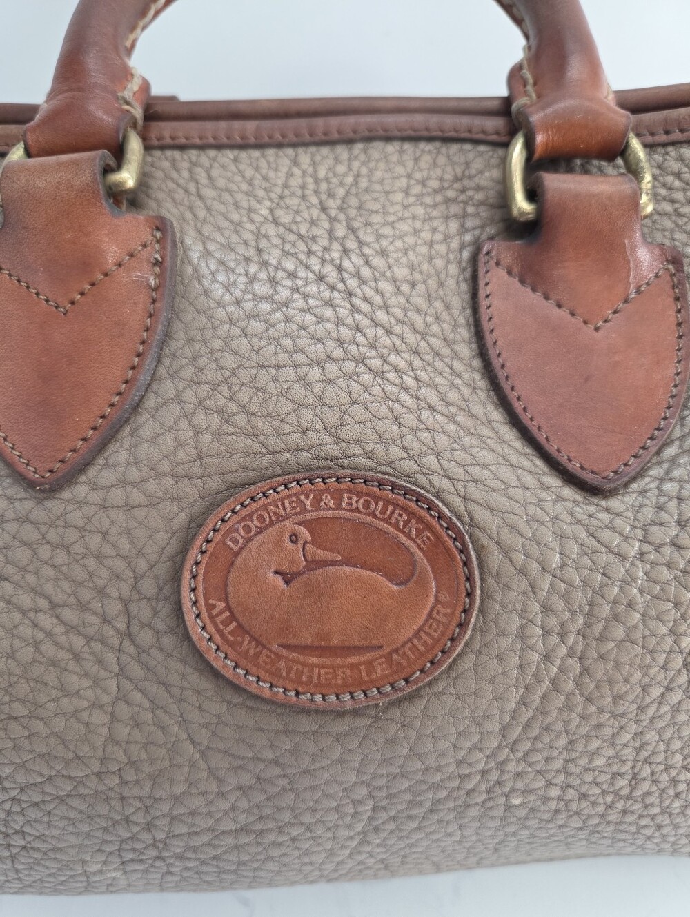 Vintage Dooney and Bourke Barrel Satchel Pebbled All-Weather Leather Bag - Picture 2 of 12
